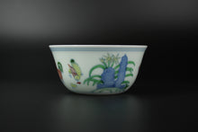 Load image into Gallery viewer, Wood Fired Jingdezhen Porcelain Doucai Meiyintang Chicken Tea Cup 柴烧斗彩鸡缸杯, 95ml
