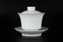 Load image into Gallery viewer, 150ml Master&#39;s Jingdezhen Porcelain Gaiwan with brown rim
