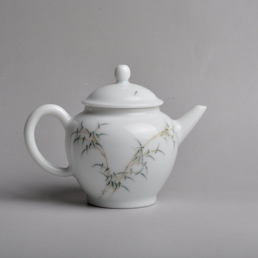 Bamboo Motif Youzhongcai Jingdezhen Porcelain Teapot, 120ml