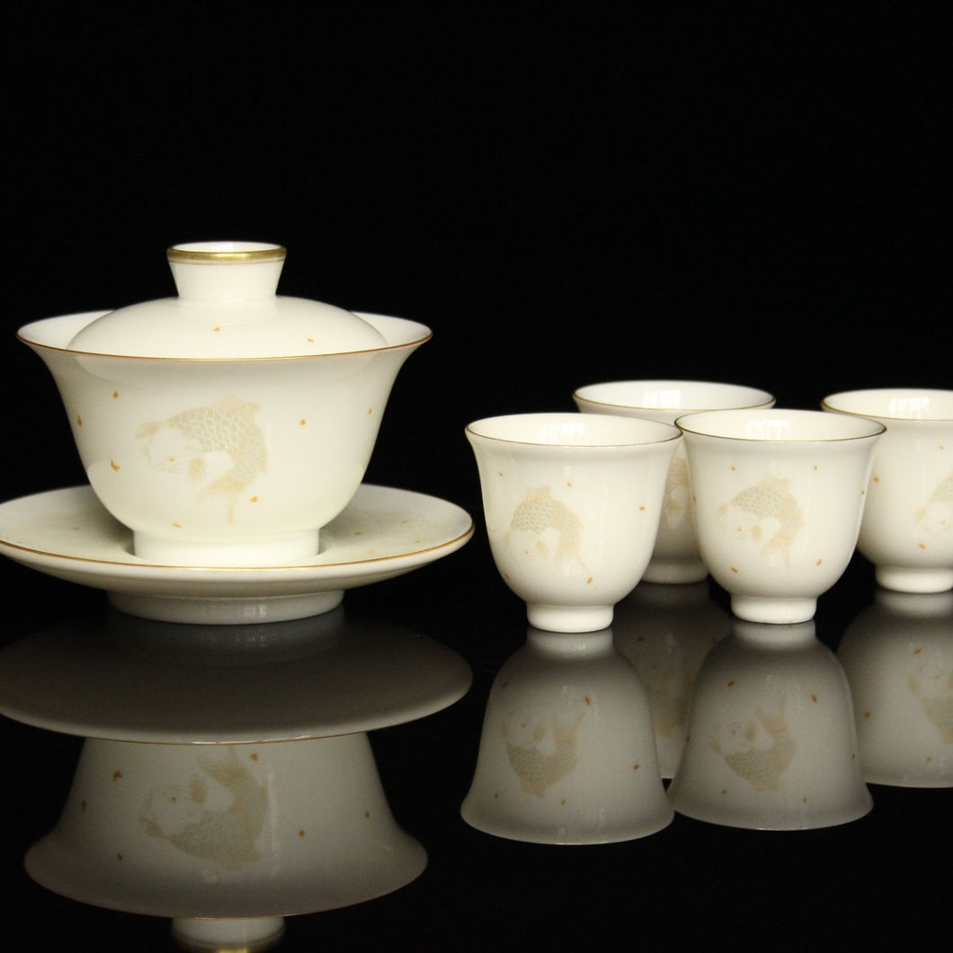 Gold Fish Youzhongcai Jingdezhen Porcelain Teaset
