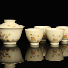 Load image into Gallery viewer, Garden Flowers Cream Glaze Jingdezhen Porcelain Teaset
