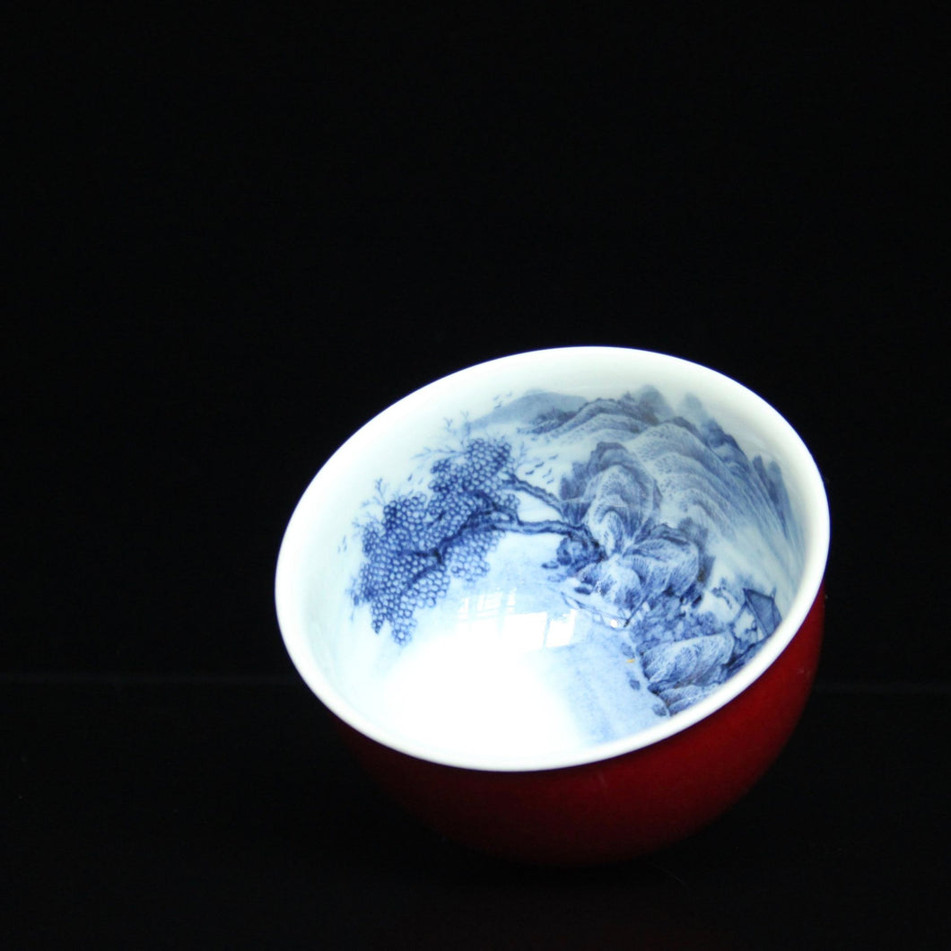 Jihong Glaze Qinghua Porcelain The World in a Cup, 90ml