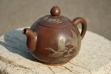 Load image into Gallery viewer, 220ml Nixing Teapot with Carvings of Cranes by Li Changquan

