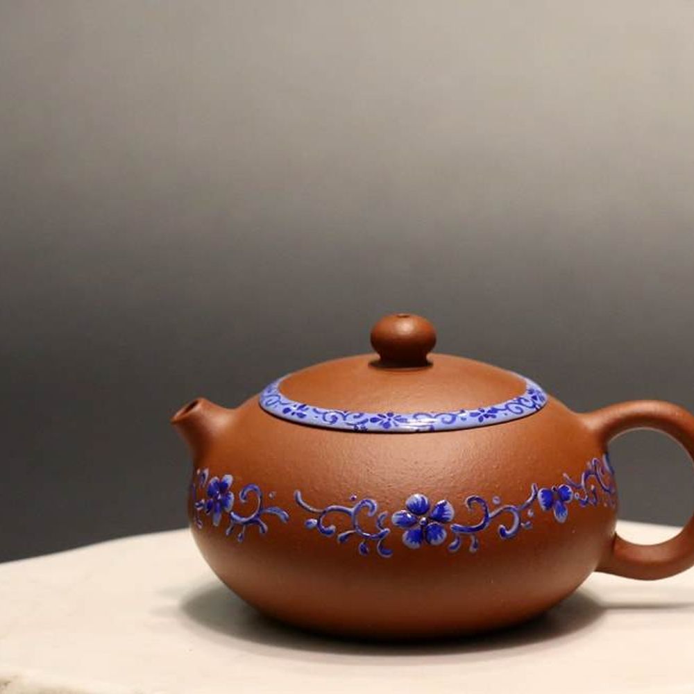 Zhuni Dahongpao 朱泥大红袍 Xishi Yixing Teapot with Diancai Painting, 100ml