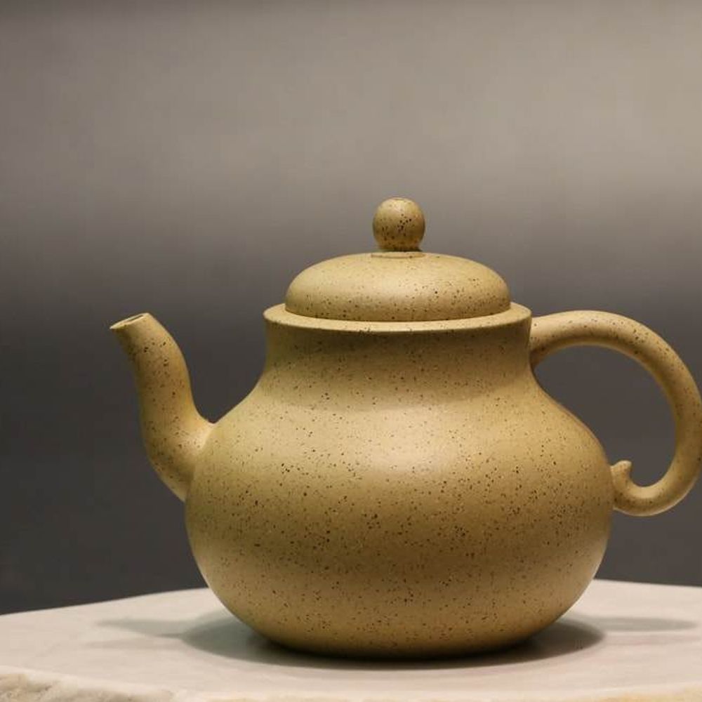 Zhima lüni Gourd Yixing Teapot, 芝麻绿泥葫芦壶, 190ml