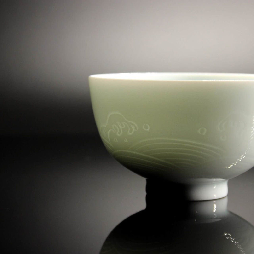 110ml YingQing 影青 Wave Pattern Porcelain Tea Cup