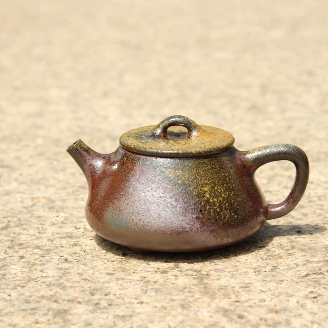 Wood Fired Shipiao Yixing Teapot, Dicaoqing clay, 柴烧底槽青石瓢壶, 110ml