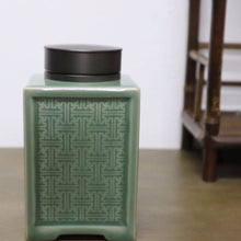 Load image into Gallery viewer, Celadon Porcelain Square Tea Caddy from Jingdezhen
