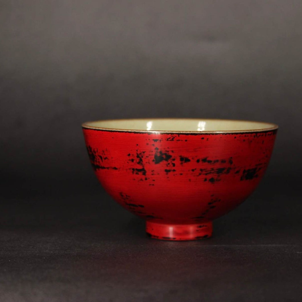 Red Lacquerware Porcelain Teacup from Jingdezhen, 100ml