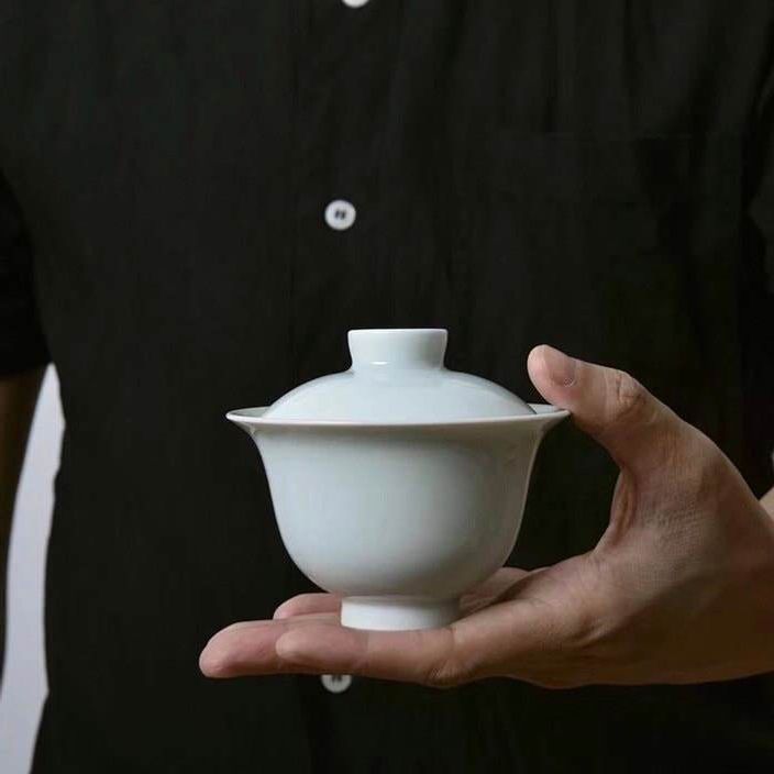 120ml Qingyou Fanggu Jingdezhen Porcelain Gaiwan, 仿古青釉盖碗