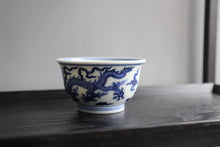 Load image into Gallery viewer, 128ml Dragon Qinghua Fanggu Jingdezhen Porcelain Teacup
