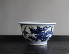 Load image into Gallery viewer, 128ml Dragon Qinghua Fanggu Jingdezhen Porcelain Teacup
