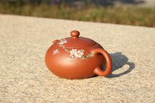 Load image into Gallery viewer, Zhuni Xishi Yixing Teapot with Diancai Painting of Blossoms and Butterfly, 点彩朱泥西施壶, 110ml
