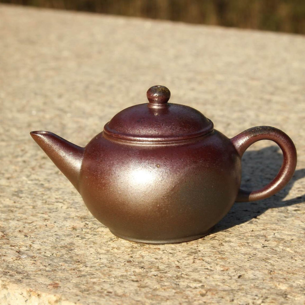Wood Fired Small Shuiping Yixing Teapot, Dicaoqing clay, 柴烧底槽青小水平壶, 80ml