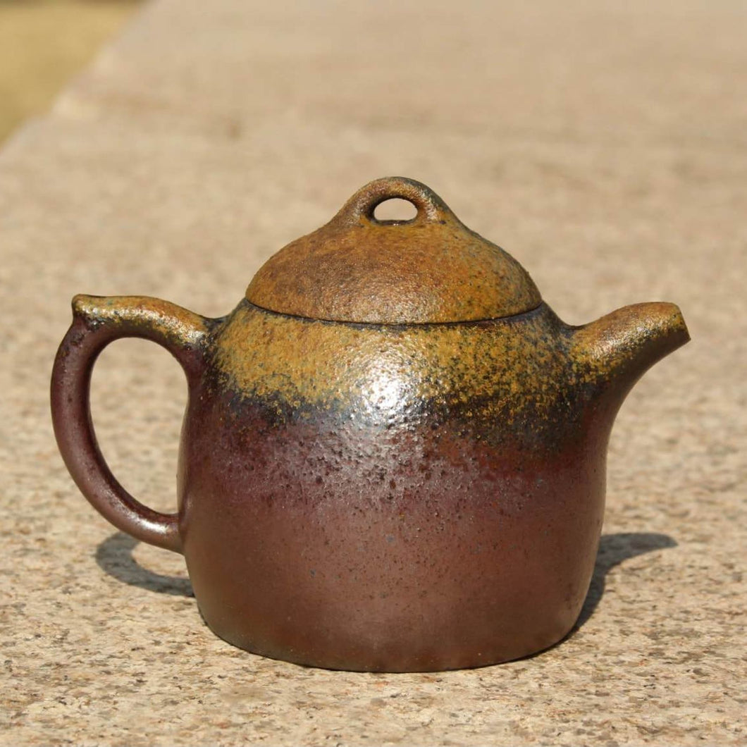 Wood Fired Qinquan Yixing Teapot, Benshan Zini clay, 柴烧本山紫泥秦权壶, 200ml