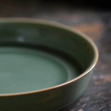 Load image into Gallery viewer, Celadon Porcelain High Rim Saucer for Teapot or Gaiwan from Jingdezhen
