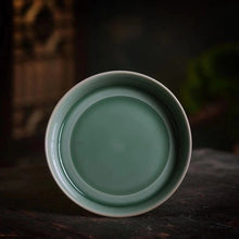 Load image into Gallery viewer, Celadon Porcelain High Rim Saucer for Teapot or Gaiwan from Jingdezhen
